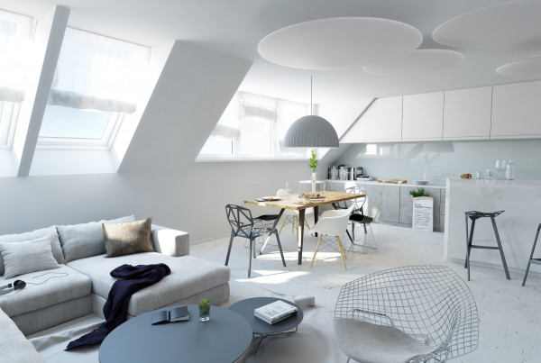 mansarde render livingroom